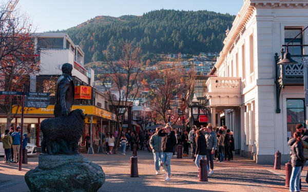 tourists walking through Central Queenstown Mall